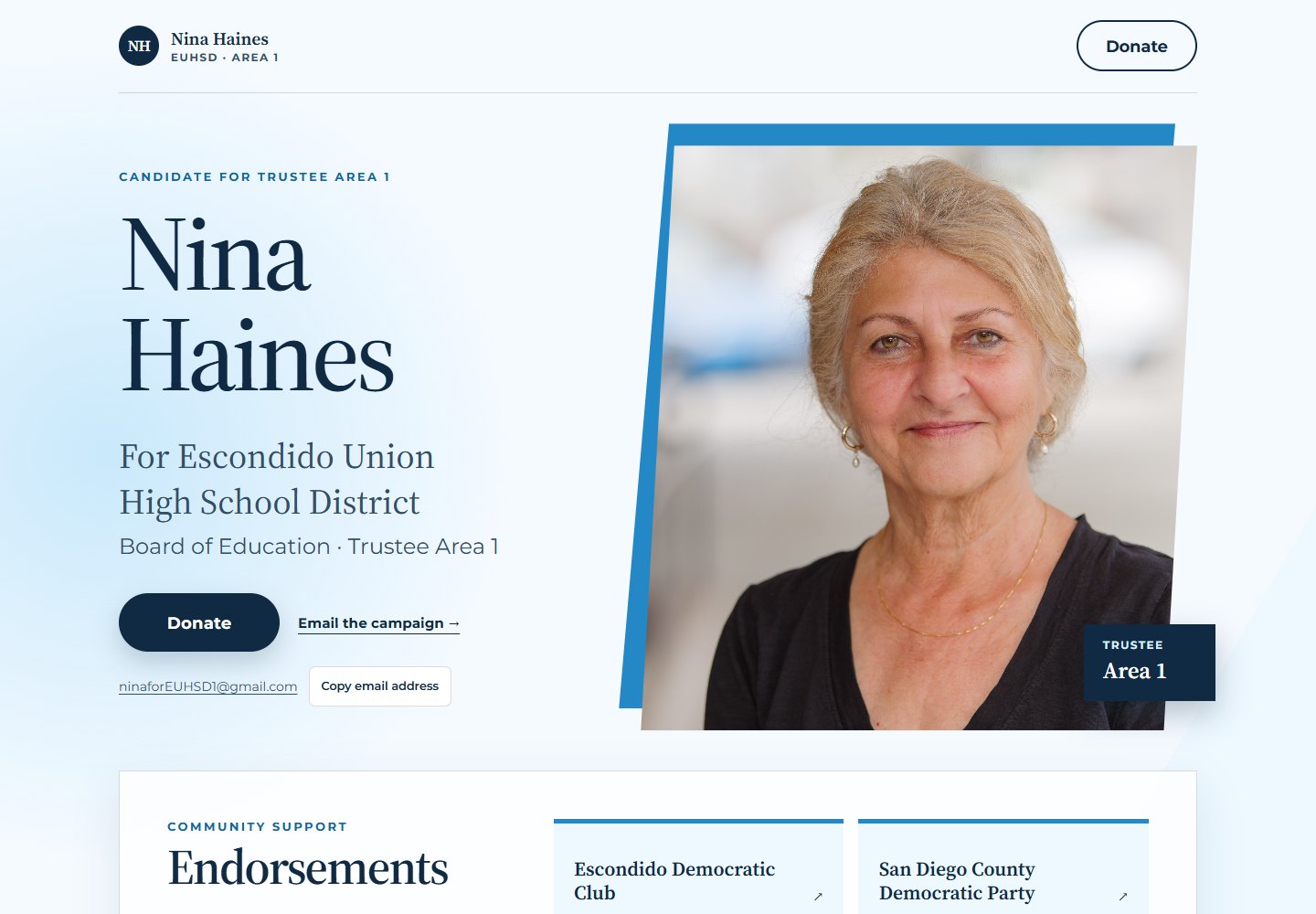 Nina Haines campaign website